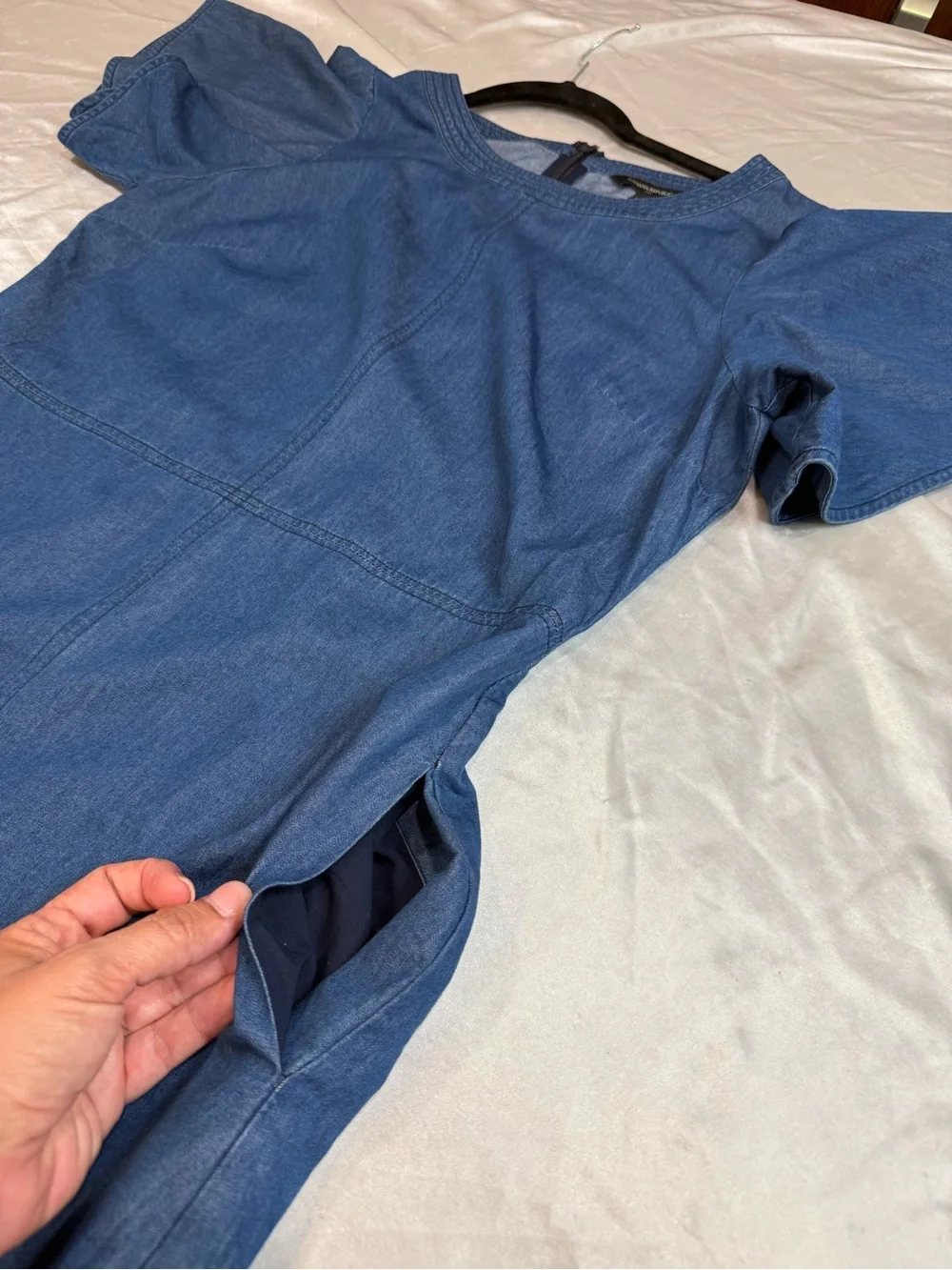 Banana Republic Denim Blue Flutter-Sleeve Mini Dress